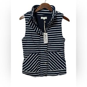 Grace & Lace Knit Puffer Vest Navy White Striped Size XXS